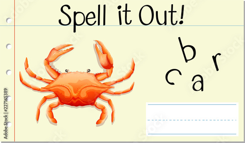 Spell English word crab