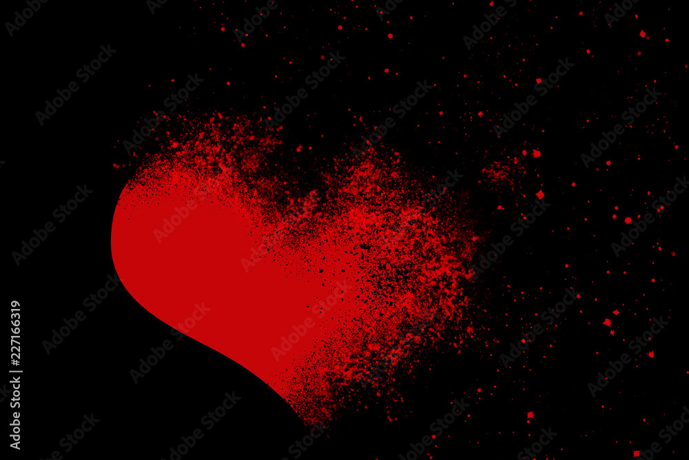 Red Broken Heart On Black Background Stock Illustration | Adobe Stock