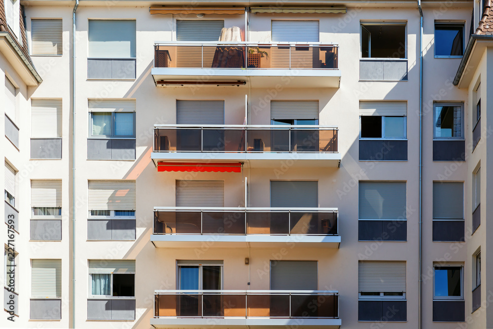 window front of a housing complex window front of a housing complex