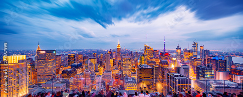 aerial view  skyline of modern city new york at nigth © zhu difeng