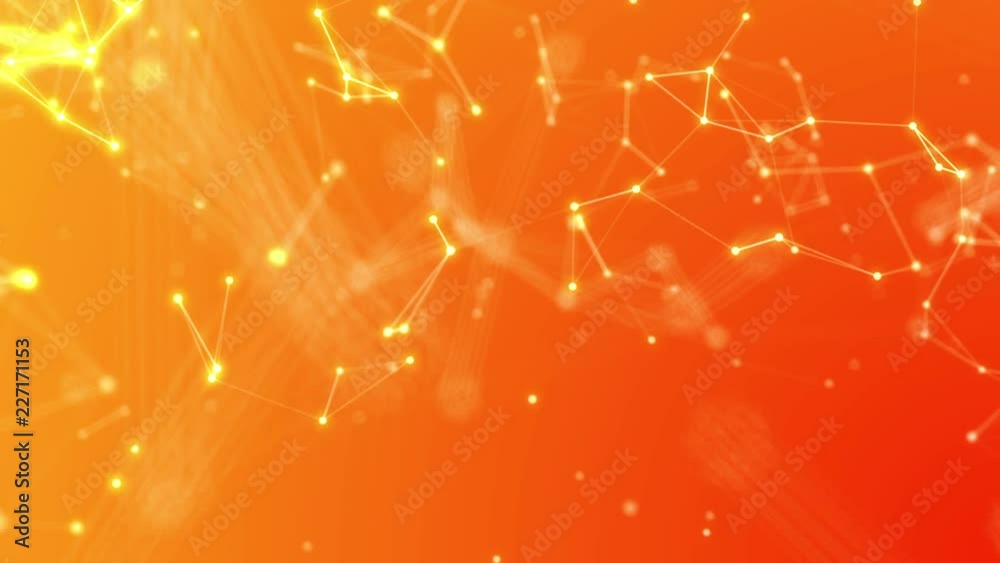 Abstract Orange Plexus Lines and Nodes High Tech Looping Background