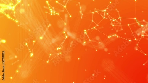 Abstract Orange Plexus Lines and Nodes High Tech Looping Background