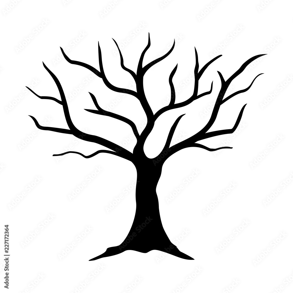 Grafika wektorowa Stock: Silhouette tree without leaves vector | Adobe ...