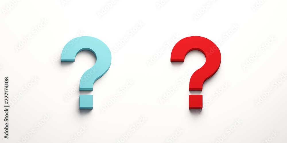 Two Question Marks. Blue and Red. 3D Render illustration Two Question Marks. Blue and Red. 3D Render illustration