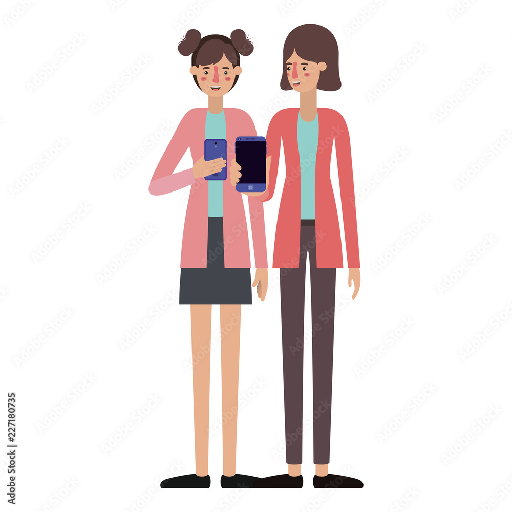 young women with smartphone