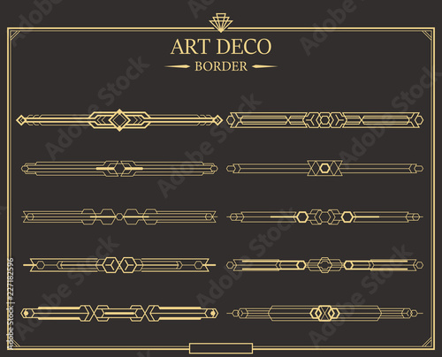 Set of Art deco gold calligraphic page dividers