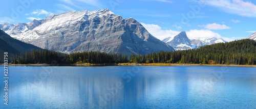 Scenic lake in Banff national park with clear water