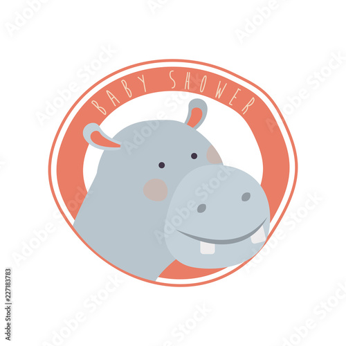 cute hippo with circular frame