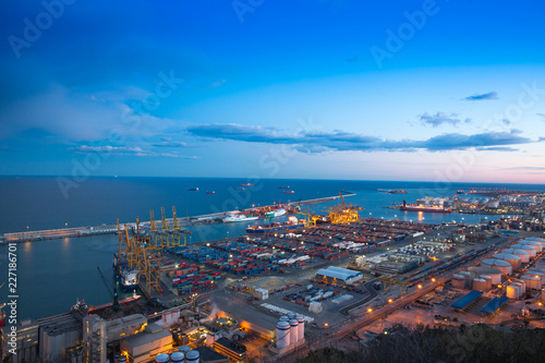 view of the night cargo port in spain