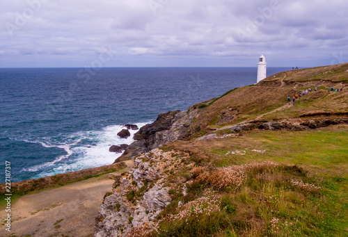 Lighthouse at the Coast of Cornwall in England