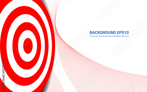 Red target board on white background. Vector isolated template for business goal. Shooting target success solutions concept.