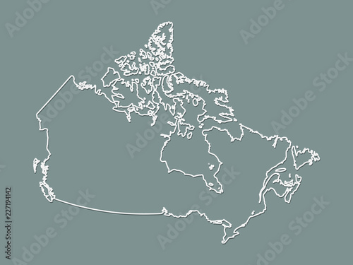 A simple and cool black and white Canada map with outlines vector illustration