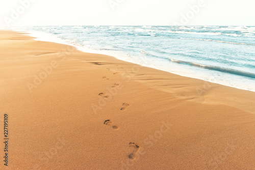 Human footprints on the beach