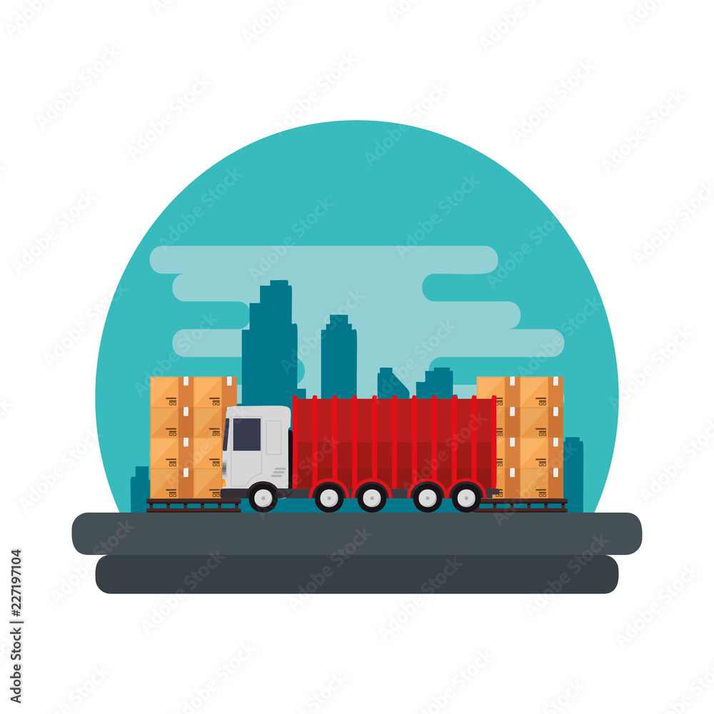 Obraz premium delivery service truck with boxes