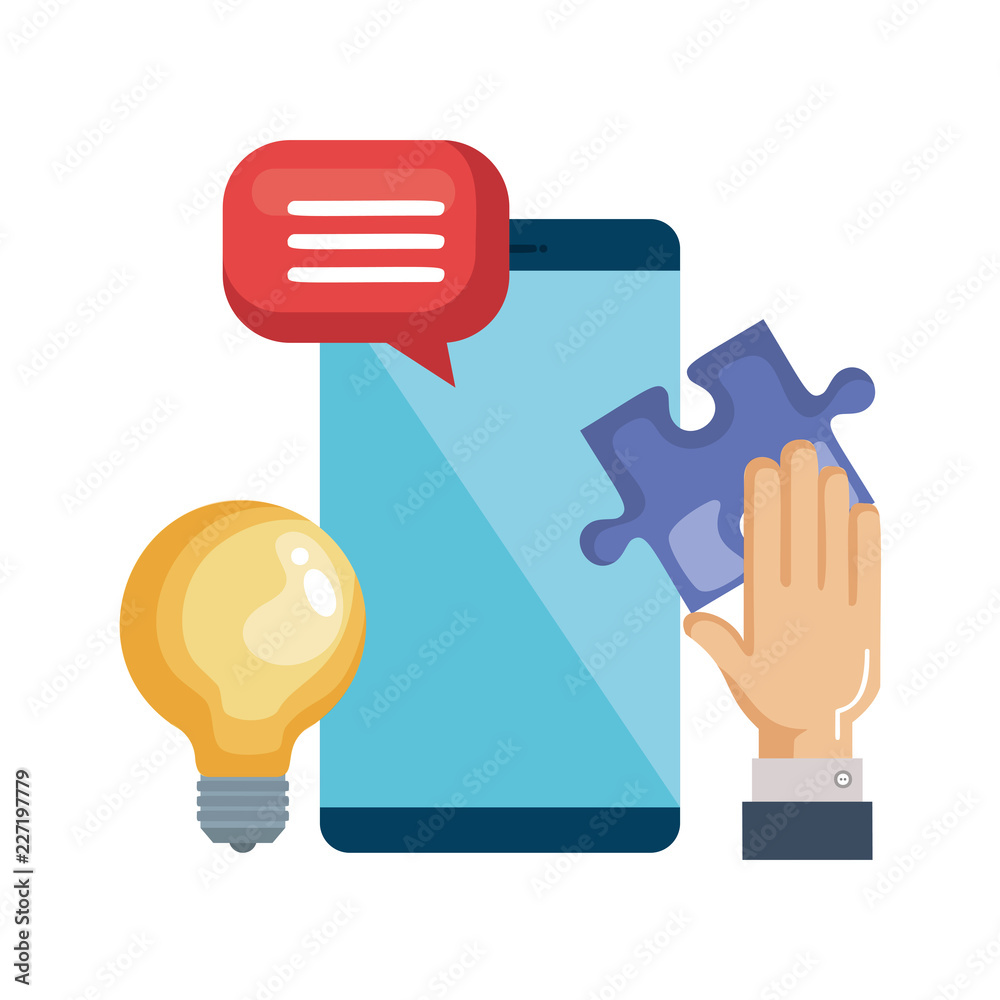 smartphone with solution icons smartphone with solution icons