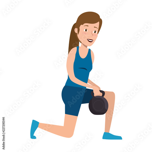 young woman lifting dumbbell