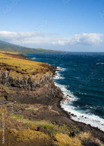 Rocky Hawaiian Coastline with Waves