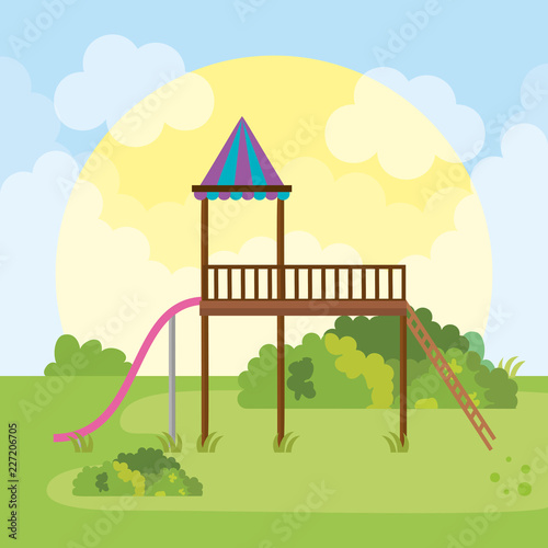 park landscape with game scene