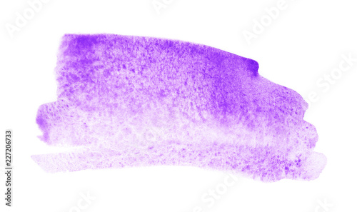 Smear watercolor lilac color on a white background. Manual application.