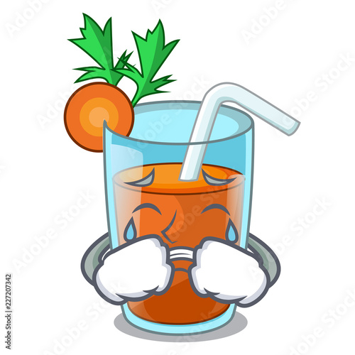 Crying fresh smoothie carrot in cartoon table