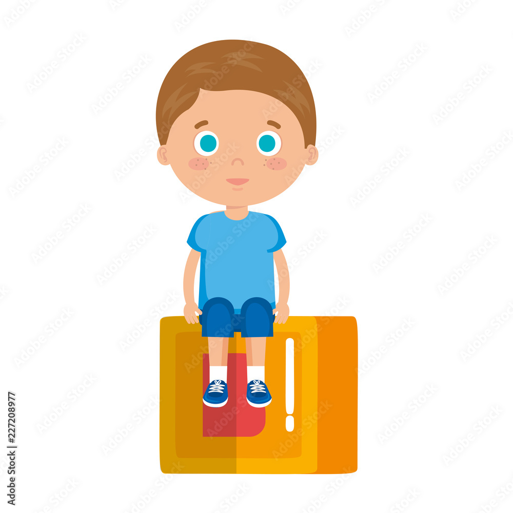 cute little boy with cube block cute little boy with cube block