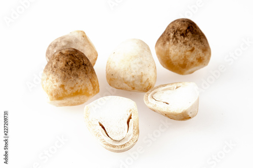 straw mushroom on white background, organic mushrooms