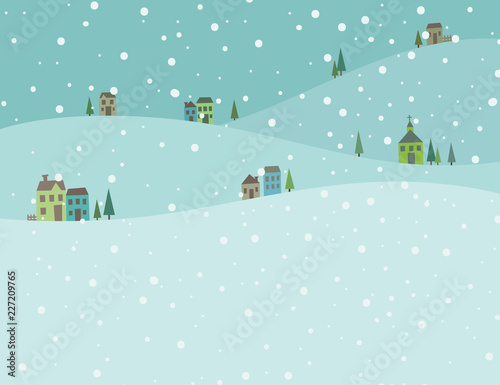 Green Winter Snow Scenery Background Vector
