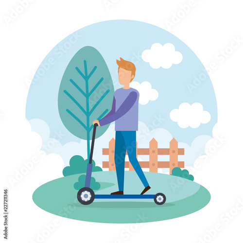 young man in skateboard in the park