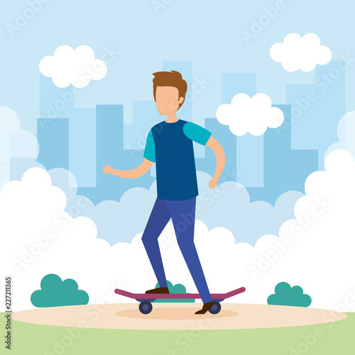 young man in skateboard in the park