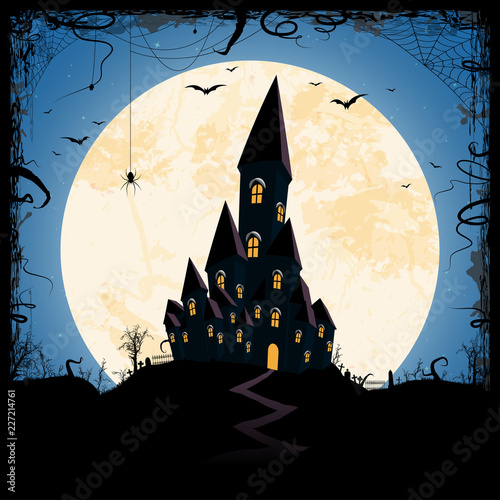 Halloween scary castle background