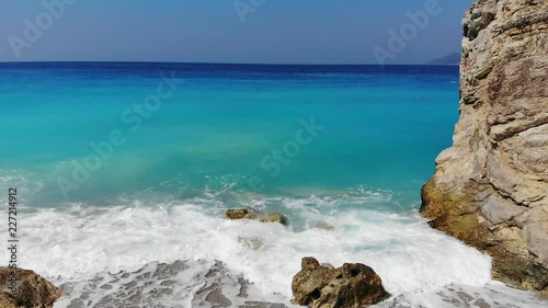 Aerial video of beautiful waves of Kidrak Beach, Oludeniz Turkey photo