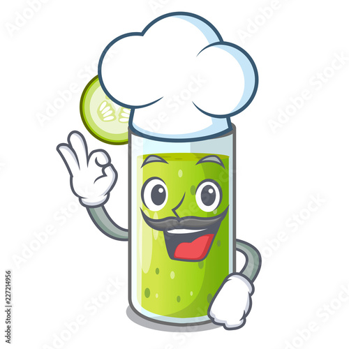 Chef cucumber juice in a cartoon glass