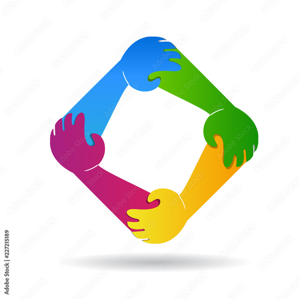 Colorful Hands Unity Vector Logo Template Illustration Design. Vector EPS  10 Stock Photo - Alamy