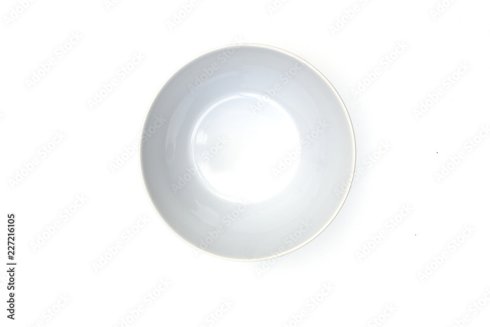 Empty ceramic round plate isolated on white background.