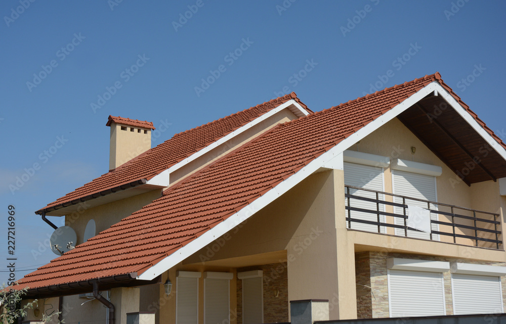 Modern house roof with large balcony