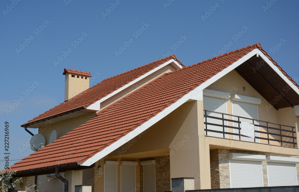 Modern house roof with large balcony Modern house roof with large balcony