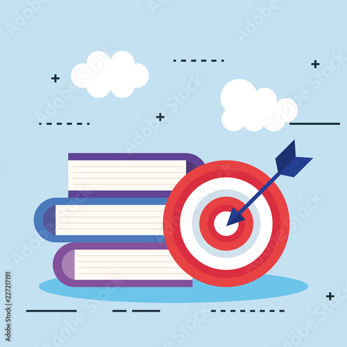 tartget with books icons