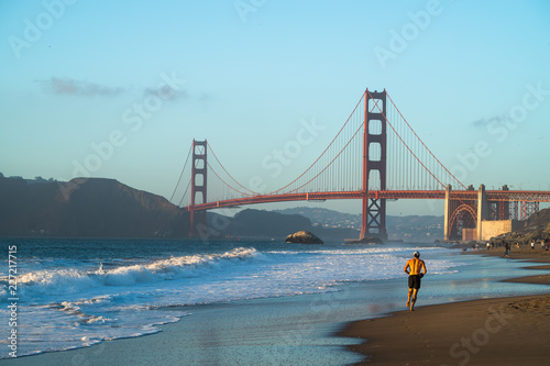 Man Jogging at Baker Beach, San Francisco