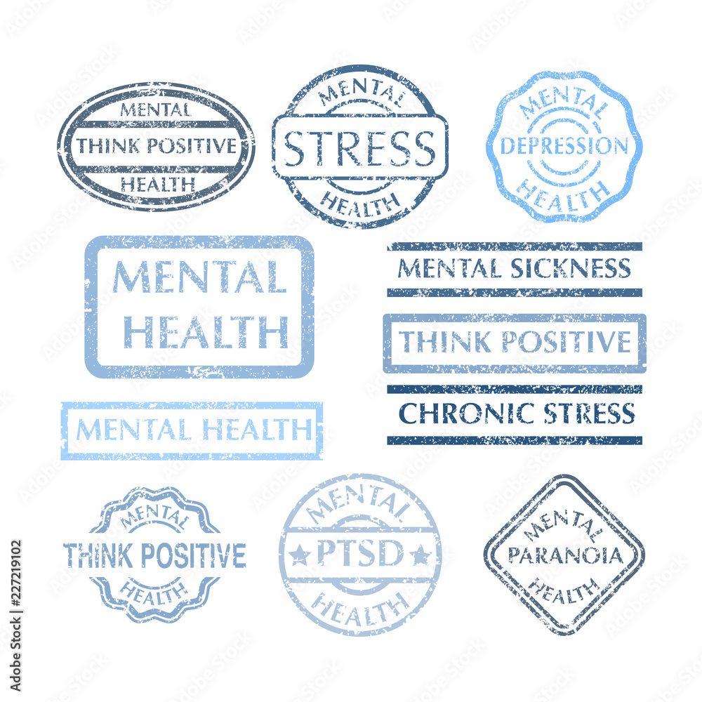 Fototapeta premium Mental disorder stamps set