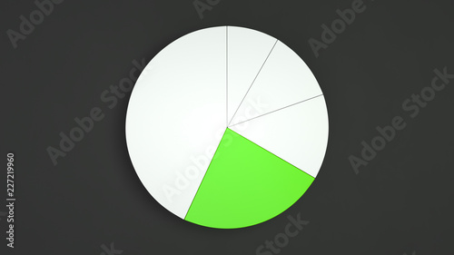 White pie chart with one green sector