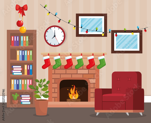 house livingroom with christmas decoration
