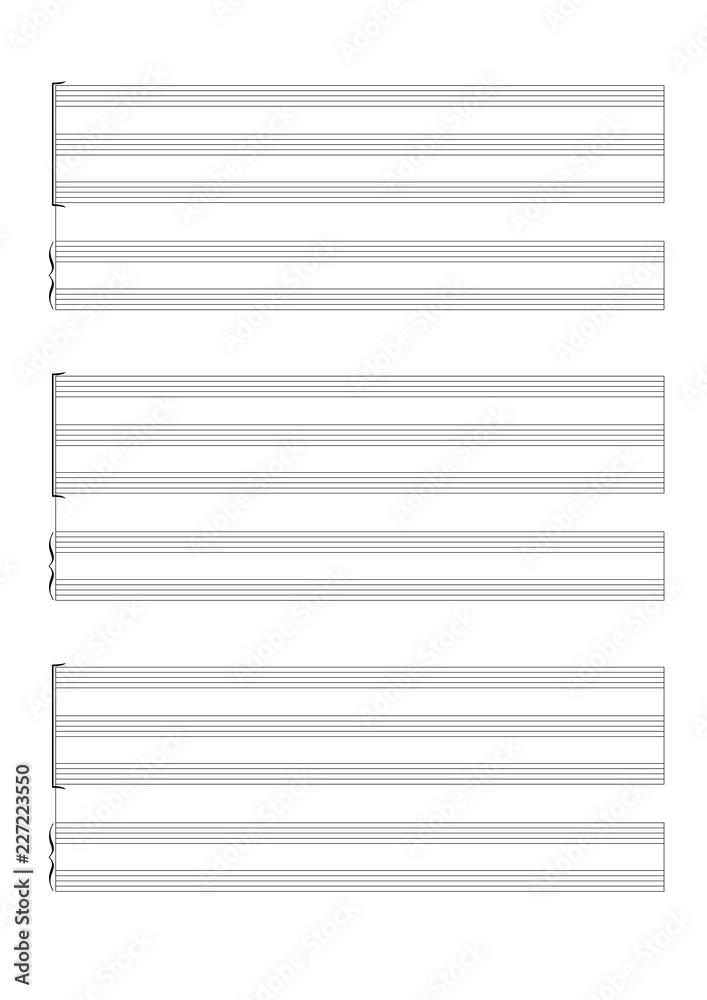 Blank Sheet Music Sheet for the notation of a voice or solo instruments