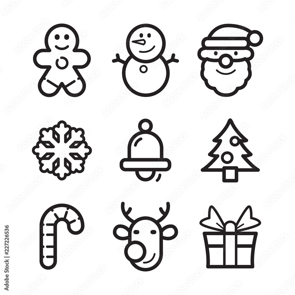 Christmas symbol set, vector