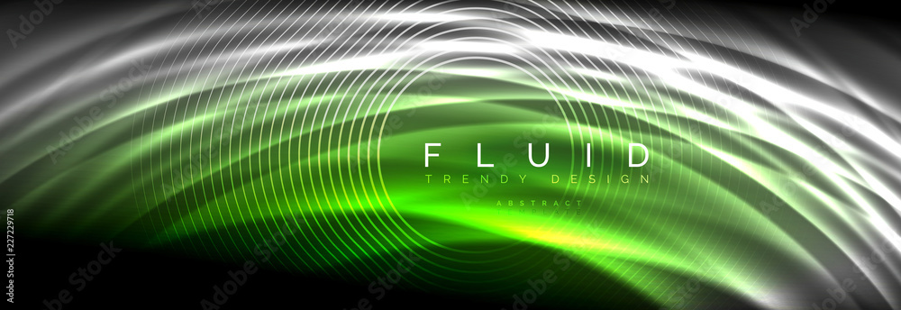 Neon glowing fluid wave lines, magic energy space light concept, abstract background wallpaper design Neon glowing fluid wave lines, magic energy space light concept, abstract background wallpaper design