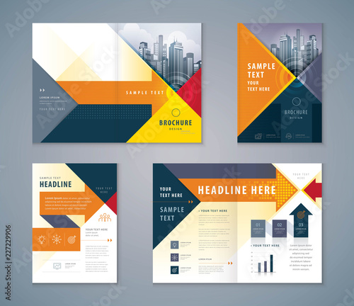 Cover Book Design Set, Abstract Arrow Background vector Template Brochures