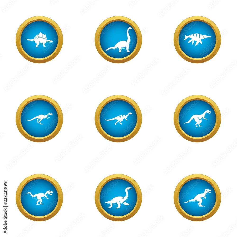 Skin saurian icons set. Flat set of 9 skin saurian vector icons for web isolated on white background Skin saurian icons set. Flat set of 9 skin saurian vector icons for web isolated on white background