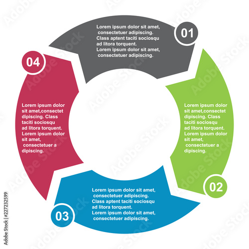 4 step vector element in four colors with labels, infographic diagram. Business concept of 4 steps or options with empty