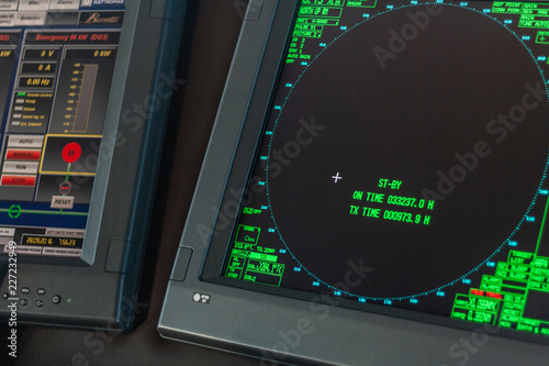 The future of air, land, and sea navigation. Holograms, charts, sonars and tracking instruments for any type of cruising. Futuristic Control panel, and dashboard with led lights. Sustainable design.