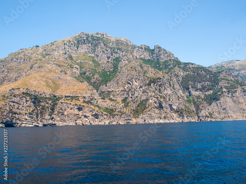 A view of the Amalfi Coast between Sorrento and Amalfi. Campania. Italy