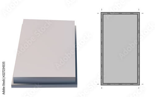 Blueprint and 3D image raft foundation. Concrete construction. Vector illustration